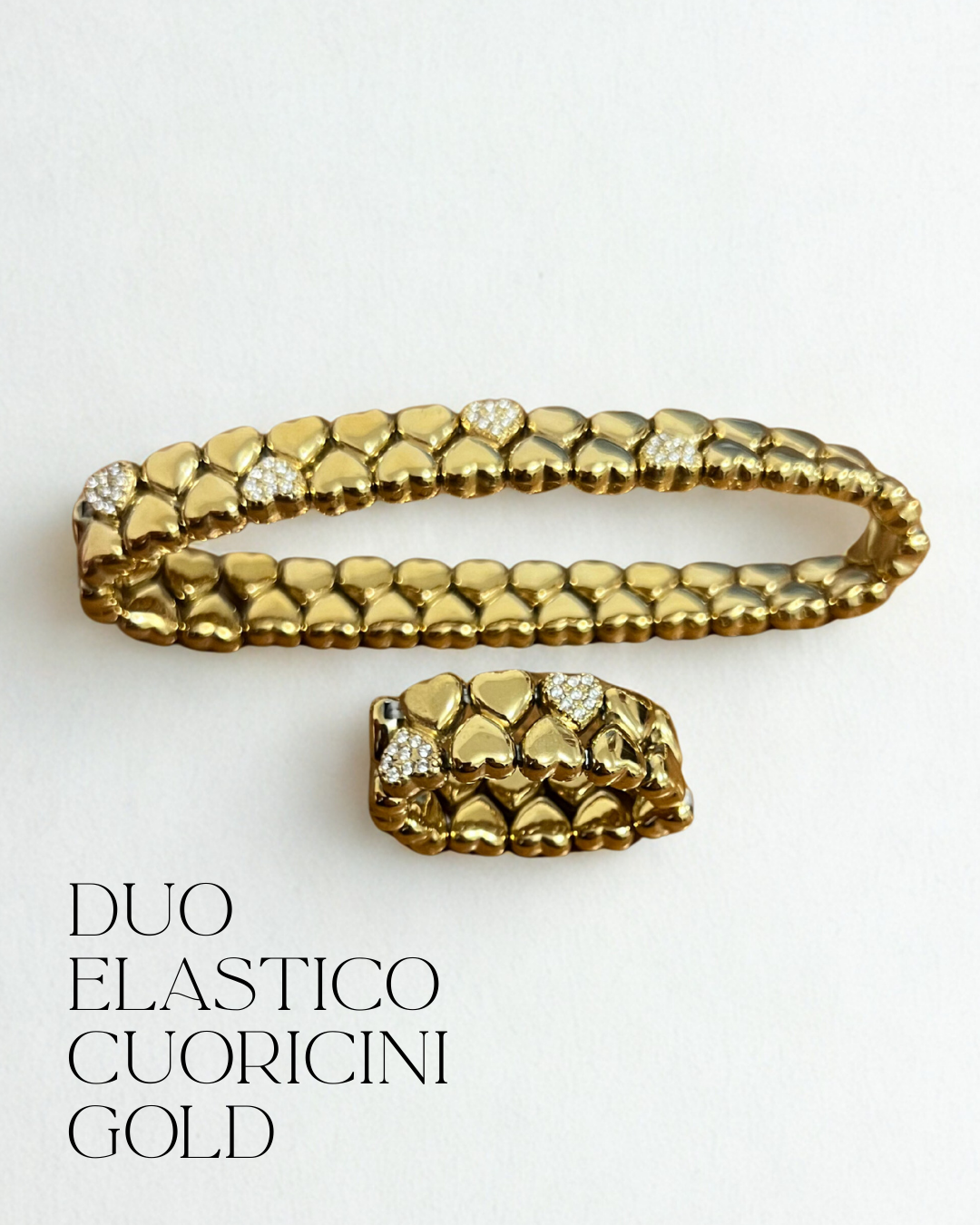 Set bracciale ed anello cuori