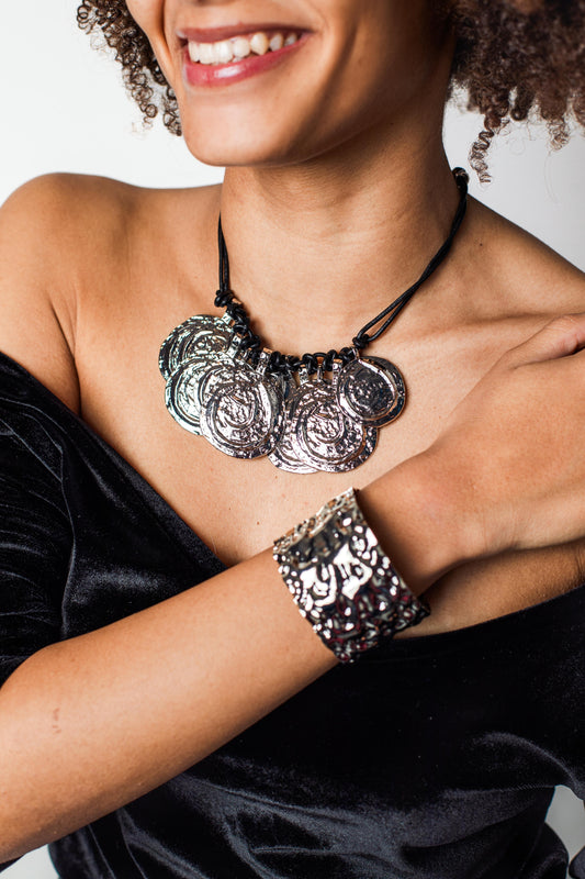 Combo collana Money + bracciale martellato metal